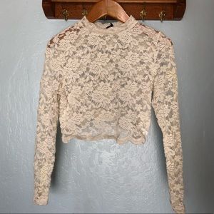 Cream Lace Crop Top